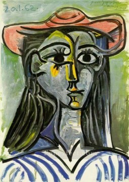 Artworks by 350 Famous Artists Painting - Woman with Hat Bust 1962 cubist Pablo Picasso